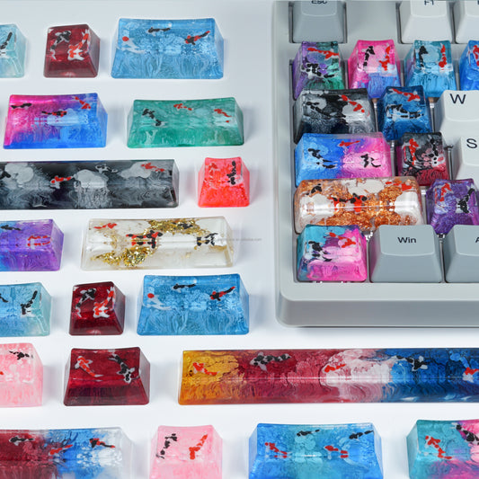 Resin Keycaps - koi fish in an ocean of colors